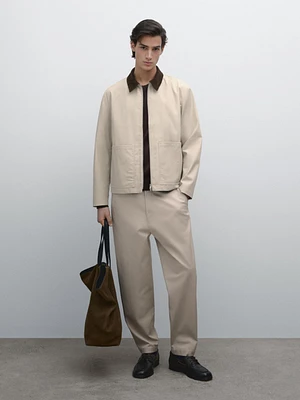 100% cotton jacket with collar detail