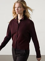 Wool mock turtleneck cardigan