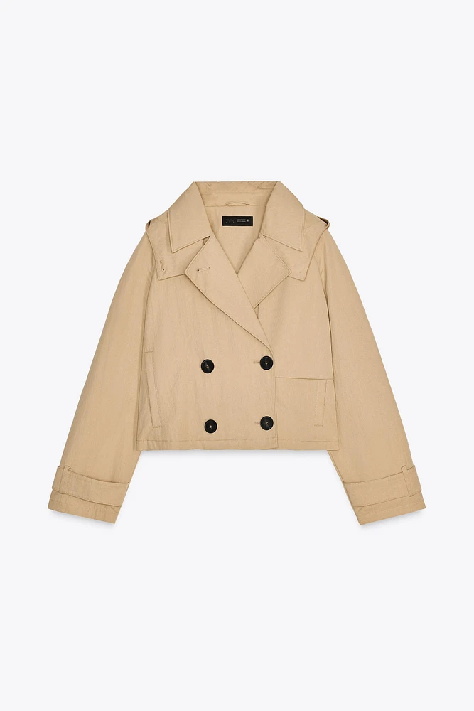 TRENCH-COAT COURT CAPUCHE AMOVIBLE