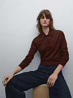 100% wool polo collar sweater with buttons