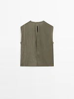 Frayed top with fabric detail