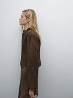 Short suede leather shirt