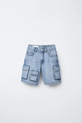 BERMUDA EN JEAN FLUIDE CARGO