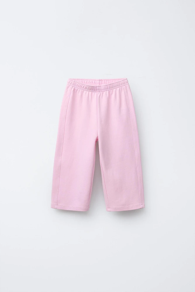 WIDE LEG INTERLOCK PANTS