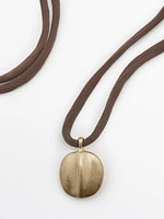 Leaf and silk cord necklace