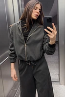 TEXTURE HOODIE BOMBER JACKET