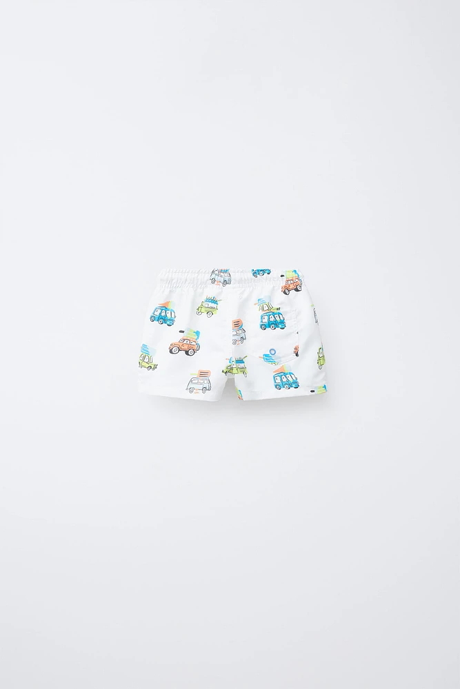 2-6 ANS/ BERMUDA DE BAIN VOITURES ET GLACES