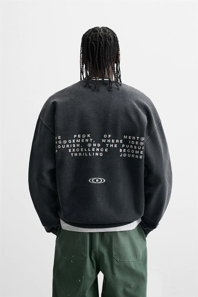 WASHED PRINT BOXY FIT SWEATSHIRT