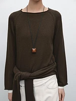 Purl knit cutwork sweater