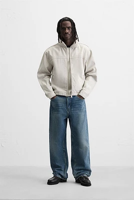 DENIM JACKET WITH CONTRASTING COLLAR