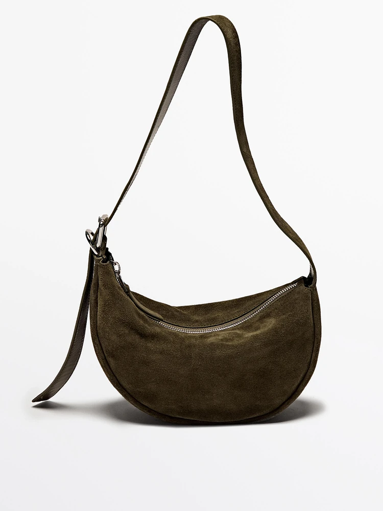 Split leather shoulder bag