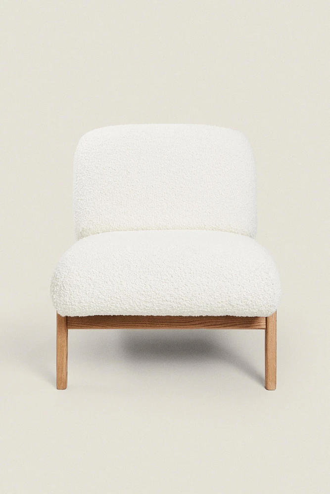 UPHOLSTERED BOUCLÉ WOOL ACCENT CHAIR