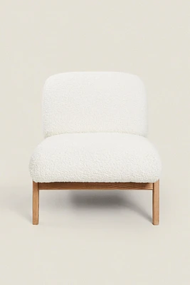 UPHOLSTERED BOUCLÉ WOOL ACCENT CHAIR