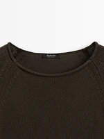 Purl knit cutwork sweater