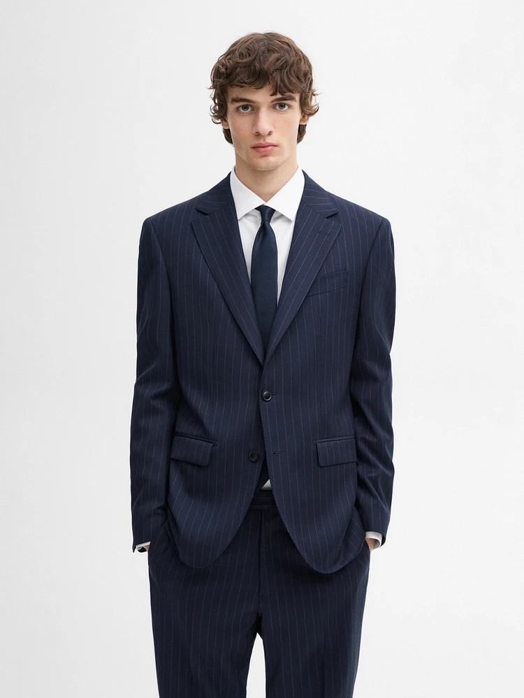 100% wool striped suit blazer