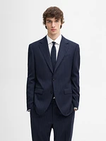 100% wool striped suit blazer