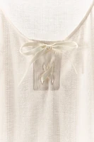 SATIN BOW POINTELLE TOP