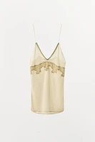 COMBINATION KNIT LACE TOP