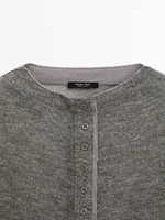 Short wool blend matching cardigan