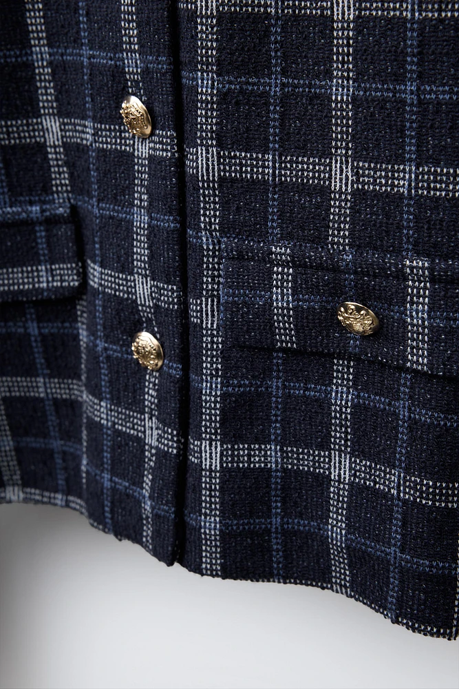 TEXTURED PLAID JACKET