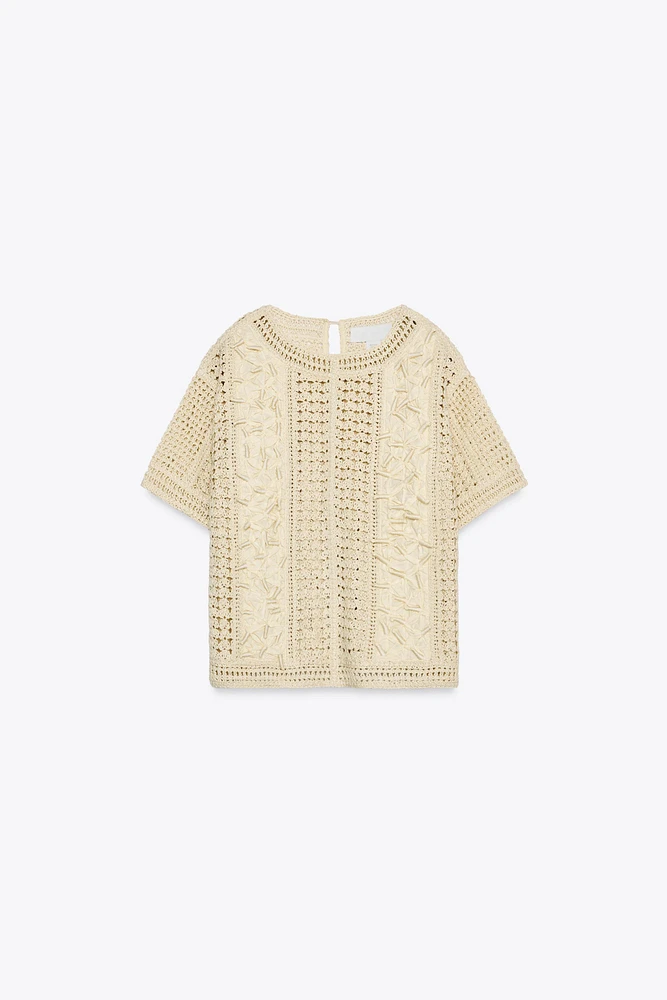 COMBINED CROCHET KNIT T-SHIRT X FANGLU LIN