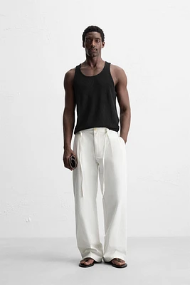 PANTALON COUPE DÉCONTRACTÉE CEINTURE