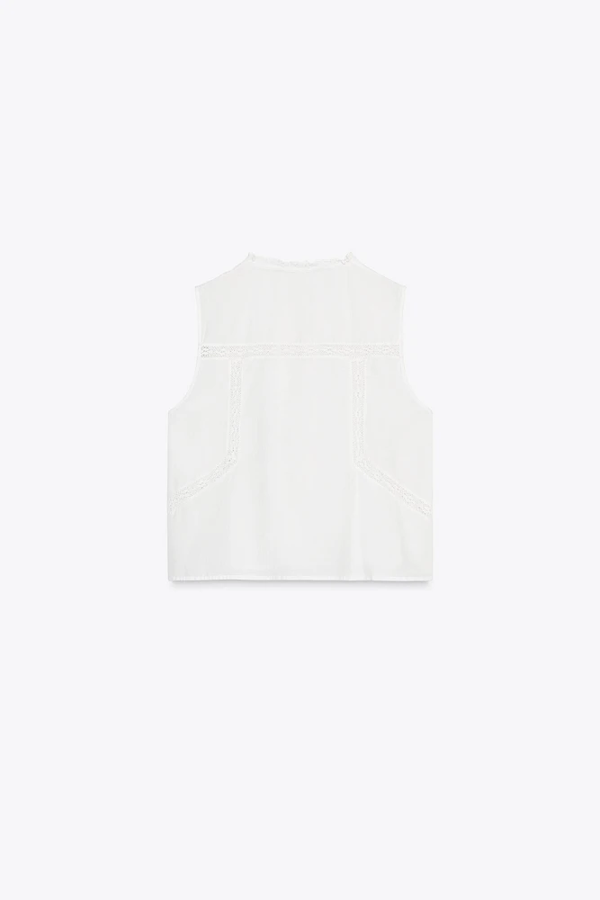 TIE EMBROIDERED TOP