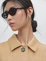 Veste courte à surpiqûres en cuir effet daim