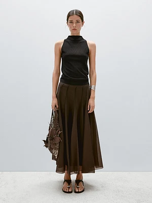 Metallic-effect high neck top