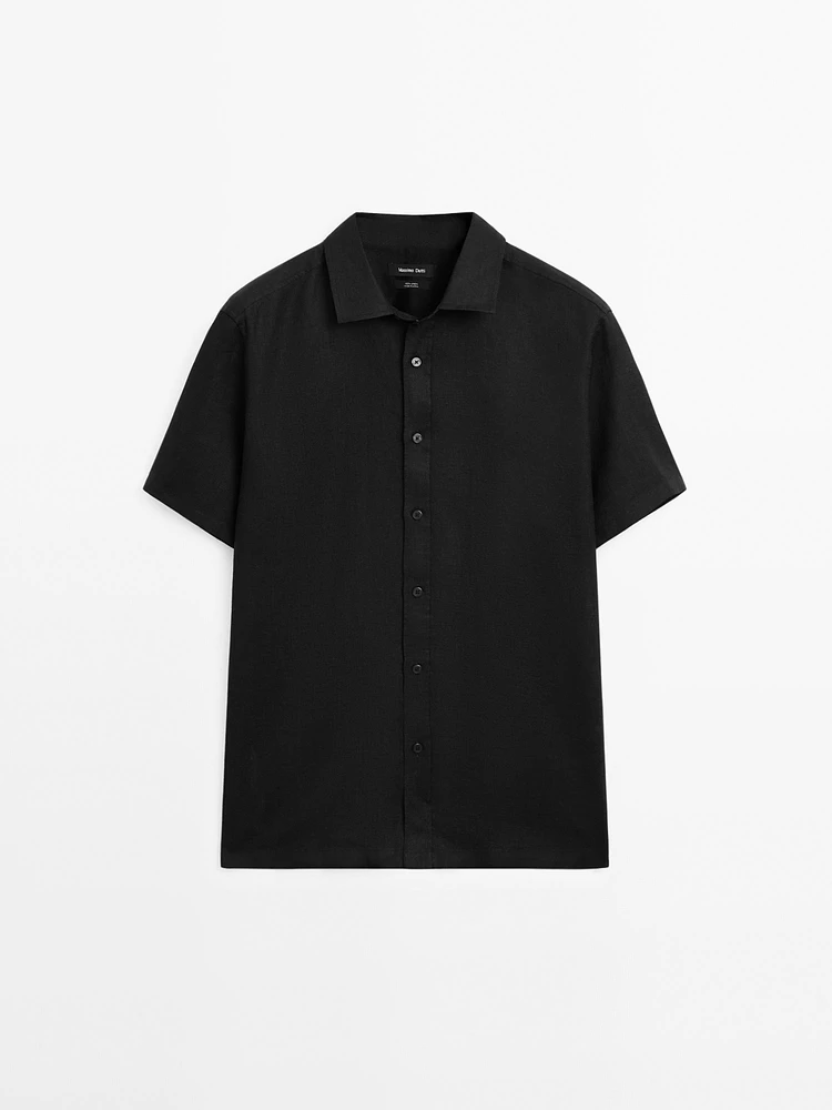 Regular fit short sleeve linen shirt