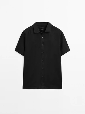Regular fit short sleeve linen shirt