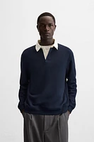 CONTRAST COLLAR POLO SWEATSHIRT