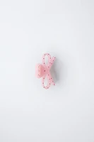 RHINESTONE BOW AND HEART HAIR CLIP