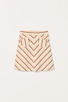 LIMITED EDITION STRIPED COTTON LINEN MIDI SKIRT