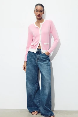 CONTRAST TRIM KNIT JACKET