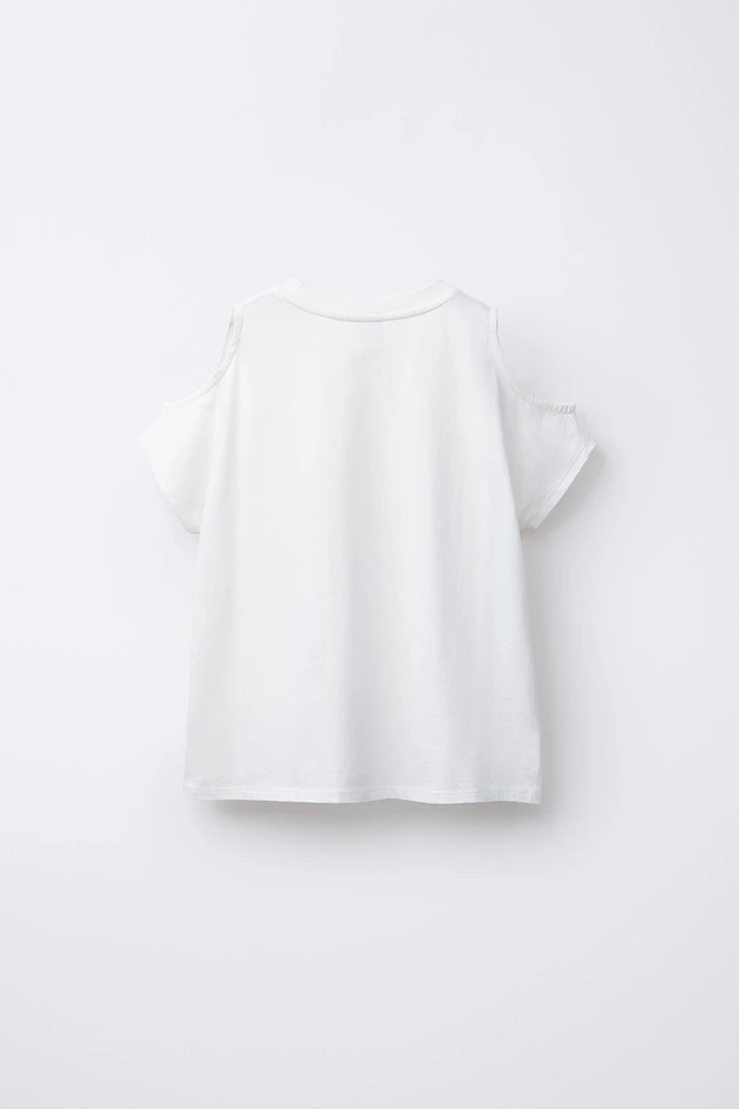 T-SHIRT CUT OUT IMPRIMÉ BRILLANT