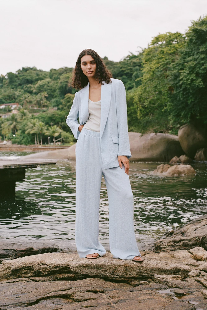 WRINKLE EFFECT WIDE LEG PANTS