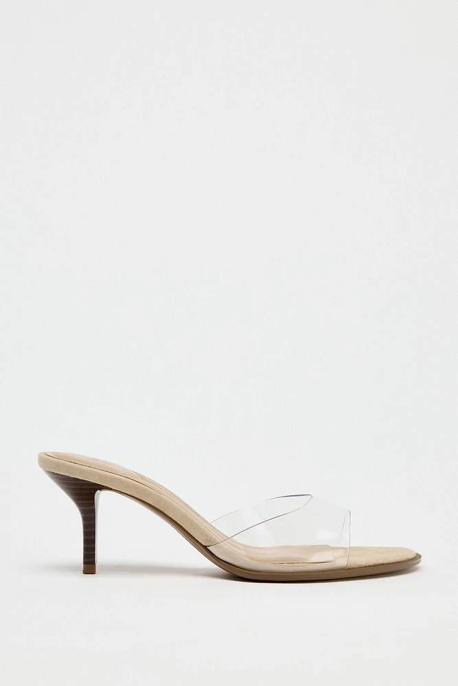 HIGH HEELED VINYL SANDALS
