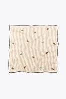 STRIPED SCARF WITH EMBROIDERED FLOWERS