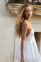PLEATED POPLIN MINI DRESS