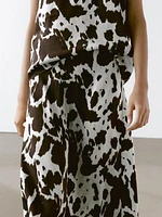 Flounce animal print midi skirt