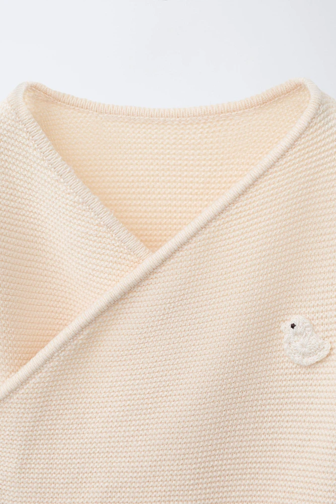 KIMONO EN MAILLE CANARD BRODÉ