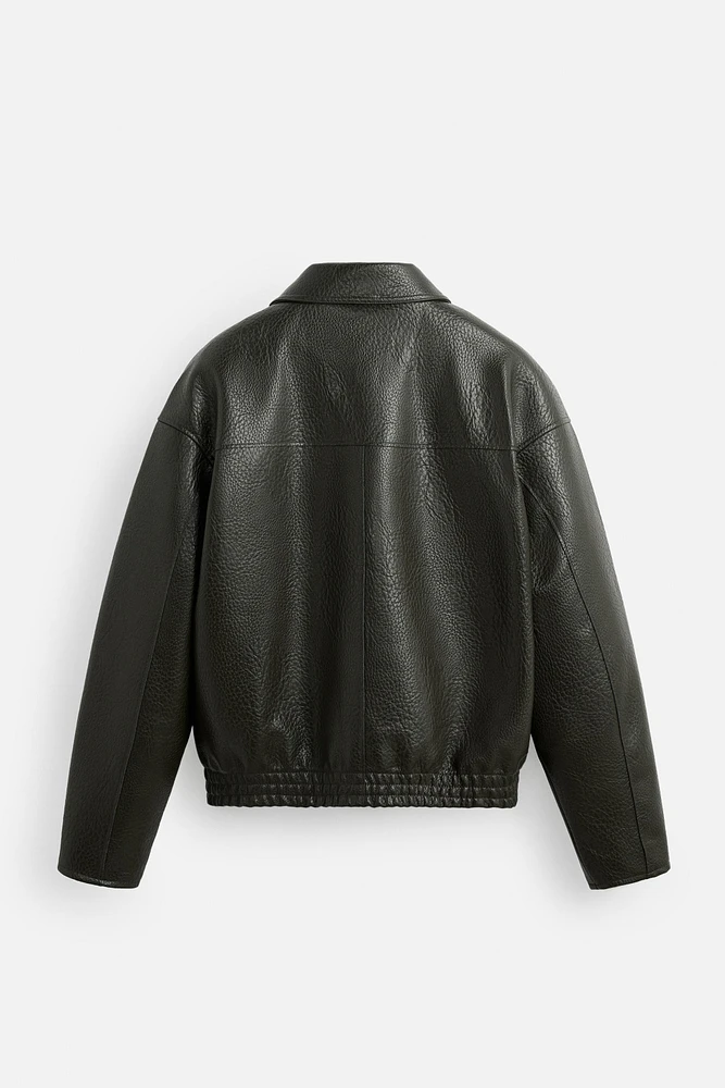 EMBOSSED FAUX LEATHER JACKET