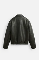 EMBOSSED FAUX LEATHER JACKET