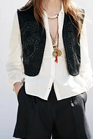 SPARKLY FAUX SUEDE VEST
