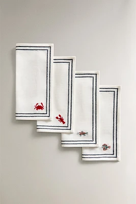 SET OF EMBROIDERED MARINE NAPKINS (SET OF 4)