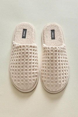 WAFFLE-KNIT SLIPPERS
