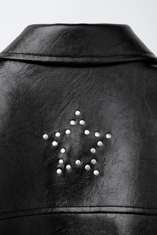 STUDDED FAUX LEATHER JACKET