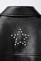 STUDDED FAUX LEATHER JACKET