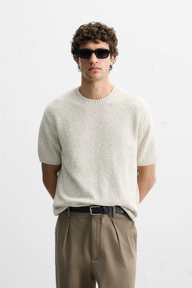 BOUCLÉ TEXTURED KNIT T-SHIRT